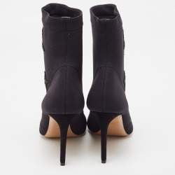 Pre Owned Valentino Black Knit Fabric Star Embellished Sock Boots Size 39