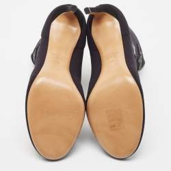 Pre Owned Valentino Black Knit Fabric Star Embellished Sock Boots Size 39