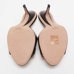 Pre Owned Valentino Black Leather Rockstud  Mules Size 37