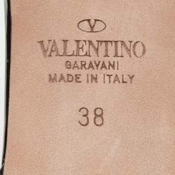 Pre Owned Valentino Black Patent Leather and Mesh Alcove Slingback Pump Size 38