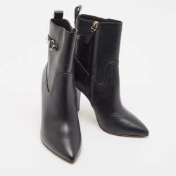 Pre Owned Valentino Black Leather Rockstud Ankle Booties Size 36.5