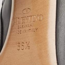 Pre Owned Valentino Black Leather Rockstud Ankle Booties Size 36.5