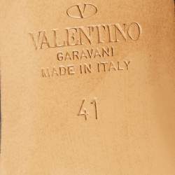 Pre Owned Valentino Black Leather Escape V logo Slingback Pumps Size 41