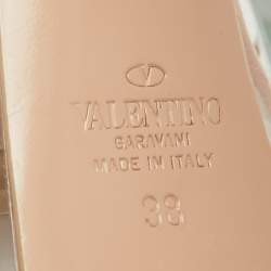 Pre Owned Valentino Transparent/Pink Pvc and Patent Leather Tan-Go Platform Ankle Strap Pumps Size 38