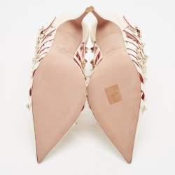 مملوكة مسبقًا Valentino Cream Patent Leather Caged Ankle Boots Size 38.5