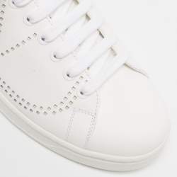 Pre Owned Valentino White Leather Backnet Rockstud Low Top Sneakers Size 39.5