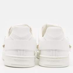 Pre Owned Valentino White Leather Backnet Rockstud Low Top Sneakers Size 39.5