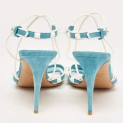 Valentino Blue Suede Rockstud Ankle Wrap Sandals Size 40