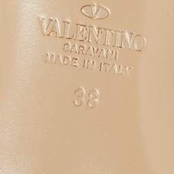 Pre Owned Valentino Black Leather Tango Ankle Strap Ballet Flats Size 38