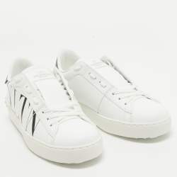 Pre Owned Valentino White Leather VLTN Open Sneakers Size 38