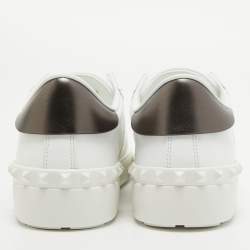 Pre Owned Valentino White Leather VLTN Open Sneakers Size 38