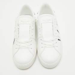 Pre Owned Valentino White Leather VLTN Open Sneakers Size 38