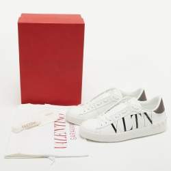 Pre Owned Valentino White Leather VLTN Open Sneakers Size 38