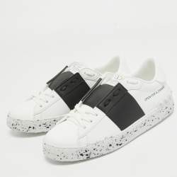 Pre Owned Valentino White/Black Leather Open Sneakers Size 36