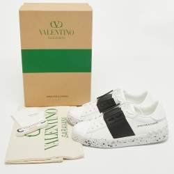 Pre Owned Valentino White/Black Leather Open Sneakers Size 36
