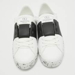 Pre Owned Valentino White/Black Leather Open Sneakers Size 36