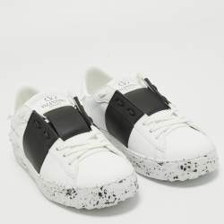 Pre Owned Valentino White/Black Leather Open Sneakers Size 36