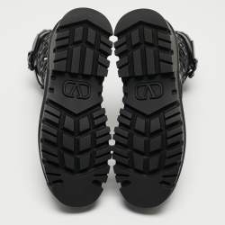 Pre Owned Valentino Black Leather Atelier Combat Boots Size 38.5