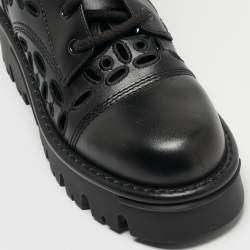 Pre Owned Valentino Black Leather Atelier Combat Boots Size 38.5