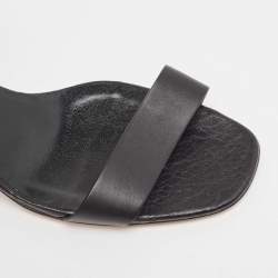 Pre Owned Valentino Black Leather Rockstud Ankle Strap Sandals Size 38.5