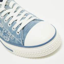 Pre Owned Valentino Navy Blue/White Denim and Leather Butterfly Low Top Sneakers Size 40