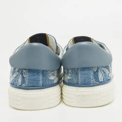 Pre Owned Valentino Navy Blue/White Denim and Leather Butterfly Low Top Sneakers Size 40