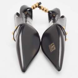 Pre Owned Valentino Black Leather Rockstud Slingback Pumps Size 37