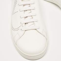 Pre Owned Valentino White Leather Rockstud Low Top Sneakers Size 39