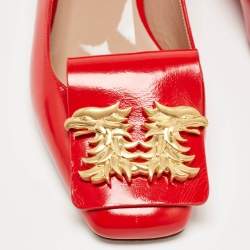 Pre Owned Valentino Red Patent Leather Buckle Detail Pumps Size 40