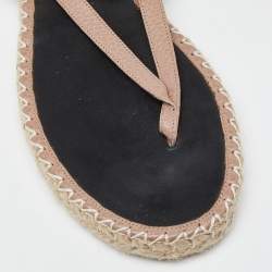 Pre Owned Valentino Pink Leather Rockstud Espadrille Flats Size 38