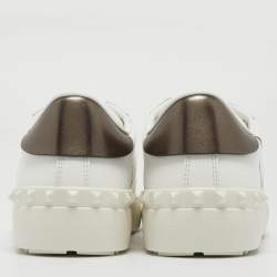 Pre Owned Valentino White Leather VLTN Low Top Sneakers Size 37.5