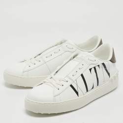 Pre Owned Valentino White Leather VLTN Low Top Sneakers Size 37.5