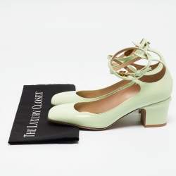 Pre Owned Valentino Mint Green Patent Leather Tan-Go Pumps Size 40