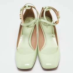 Pre Owned Valentino Mint Green Patent Leather Tan-Go Pumps Size 40