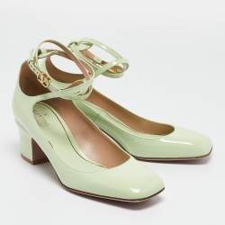 Pre Owned Valentino Mint Green Patent Leather Tan-Go Pumps Size 40