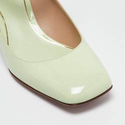 Pre Owned Valentino Mint Green Patent Leather Tan-Go Pumps Size 40