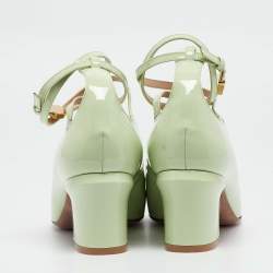 Pre Owned Valentino Mint Green Patent Leather Tan-Go Pumps Size 40