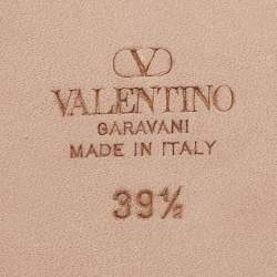 Pre Owned Valentino Pink Satin Rockstud Ankle Strap Ballet Flats Size 39.5