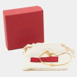 Pre Owned Valentino VLogo Gold Tone Bracelet
