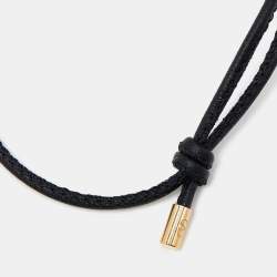 مملوكة مسبقًا Valentino Black Leather Cord Adjustable Bracelet