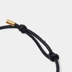مملوكة مسبقًا Valentino Black Leather Cord Adjustable Bracelet