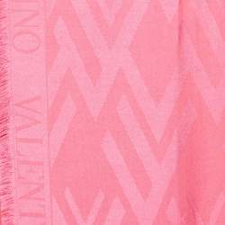 Pre Owned Valentino Pink V Logo Pattern Modal & Wool Blend Scarf