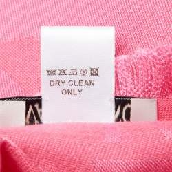 Pre Owned Valentino Pink V Logo Pattern Modal & Wool Blend Scarf