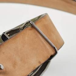 Pre Owned Valentino Olive Green Patent Leather VLogo Buckle Belt 85 CM