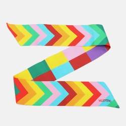 Valentino Multicolor Chevron Printed Silk Bandeau