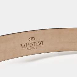 مملوكة مسبقًا Valentino Red Patent Leather VLogo Buckle Belt 85 CM