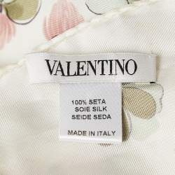 Pre Owned Valentino Cream Floral Print Silk Square Scarf
