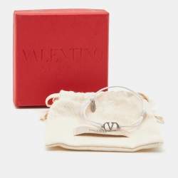 Pre Owned Valentino VLogo Silver Tone Cord Bracelet