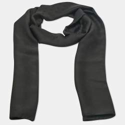 Pre Owned Valentino Black Dots Jacquard Silk Stole 