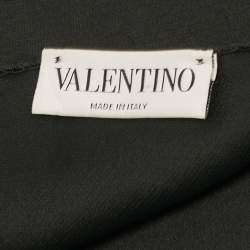 Pre Owned Valentino Black Dots Jacquard Silk Stole 
